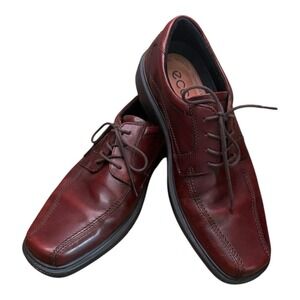 Ecco Leather Dress‎ Shoes Oxfords Square Toe Burgundy Men's